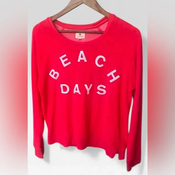 Sundry Beach Days Graphic Tee Long Sleeve Red Lightweight Top Size M - Picture 2 of 4